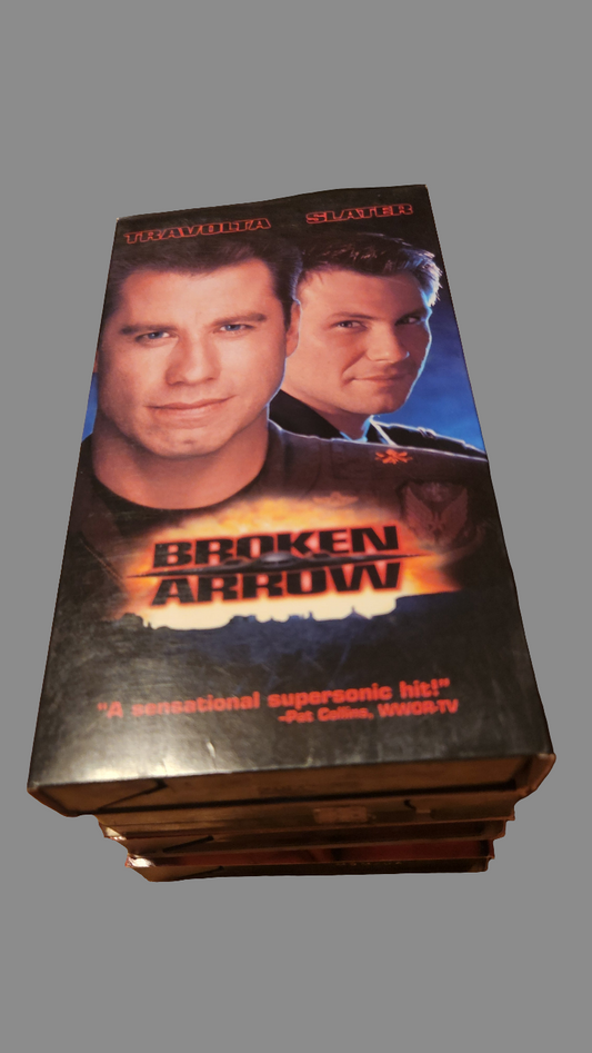 Vintage Broken Arrow VHS featuring John Travolta and Christian Slater in classic film packaging