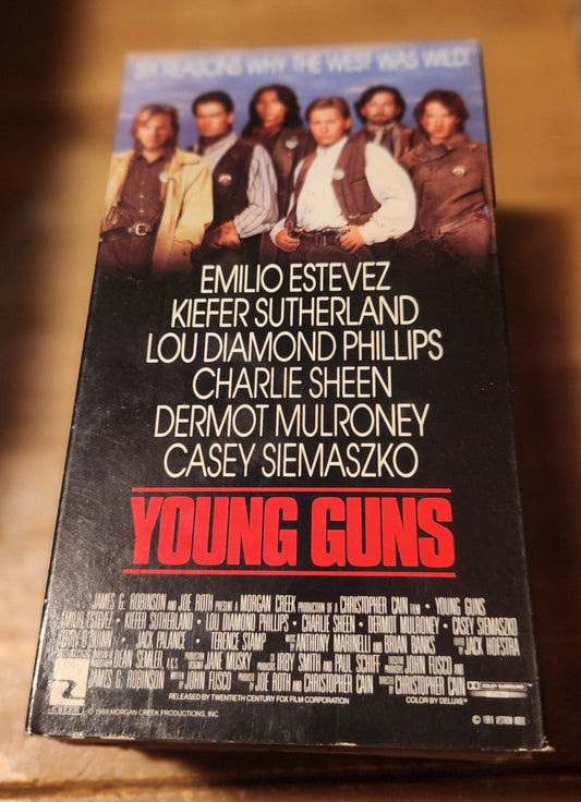 Lawrence's Collectibles Young Guns VHS collectible featuring the classic movie cover with main cast listing